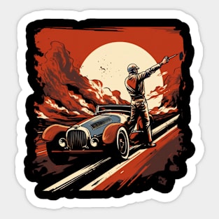 RETRO RACE CAR Sticker